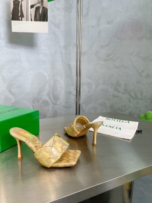 Bottega Veneta 9.5cm Woven Lambskin High Heel Slide Sandals 2022 Collection 07