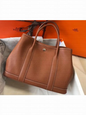 Hermes Calfskin Garden Party 30/36 Bag Brown