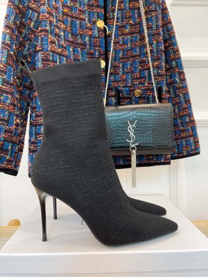 Balmain Women's 9.5cm Skye Stretch Knit Ankle Boots 03