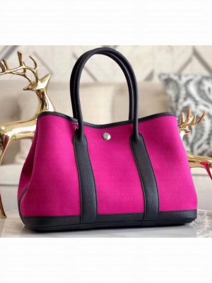 Hermes Canvas Garden Party 30/36 Bag Fuchsia