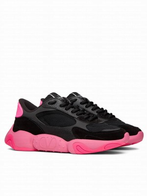 Valentino Unisex Garavani Bubbleback Mesh And Suede Sneaker Black