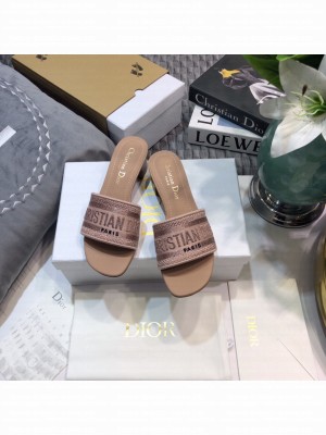 Dior Dway Heeled Slide Sandals 4cm in Cotton Embroidered 2023 Collection 06