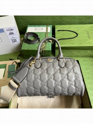 Gucci GG Matelasse leather top handle bag 702242 Dusty grey
