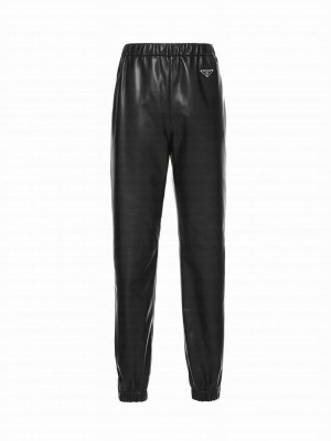 Prada Women's Nappa Leather Joggers Black