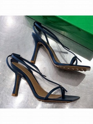 Bottega Veneta Stretch Lambskin Strap Sandals 9cm Navy Blue  2021 Collection 02