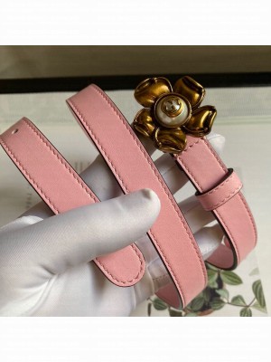 Gucci Calfskin Belt 20mm with Flower Buckle Pink 2020 Collection