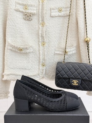 Chanel Crochet Straw Pumps 5cm G46352 Black 2025 