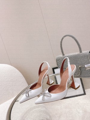 AMINA MUADDI HEEL 6.5CM BEGUM SLINGBACK PUMPS PATENT WHITE 012 2021 Collection