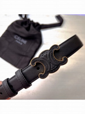 Celine Triomphe Width 2.5cm Belt With Brass Buckle 010