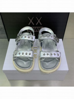 Christian Dior DIORACT SANDAL Silver Calfskin and Rubber