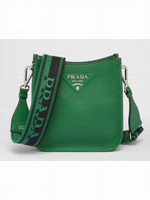 Prada Leather mini shoulder bag 1BH191 Green