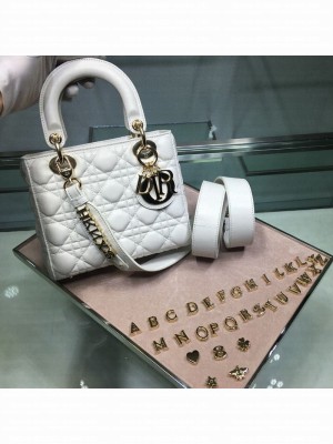 Dior MY ABCDior Medium Bag in Cannage Leather White 2019 Collection