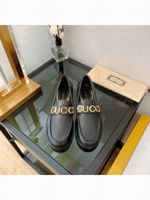 Gucci Calfskin 'GUCCI' Loafers Black