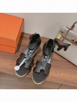 HERMES HEEL 8.5CM PLATFORM 5CM ELDA WEDGE ESPADRILLES 012