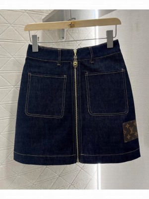 Louis Vuitton Women's Denim Skirt Dark Blue