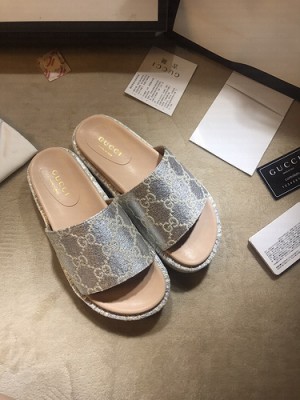 Gucci GG Platform Slide Sandal 573018 Silver 2021 Collection 