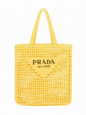 Prada Raffia Tote Bag 1BG393 Yellow