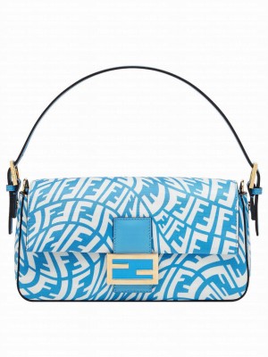 Fendi Baguette 1997 Glazed Canvas Bag 8BS049 Blue
