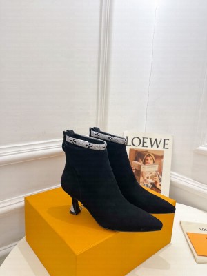 Louis Vuitton Sparkle Crystal Boots 6.5cm in Suede Black 2023