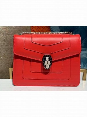 Bvlgari Serpenti Forever 20cm Crossbody Bag Red/Nude 2019