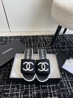 Chanel CC Logo Fabric Slide Mule 2024 07