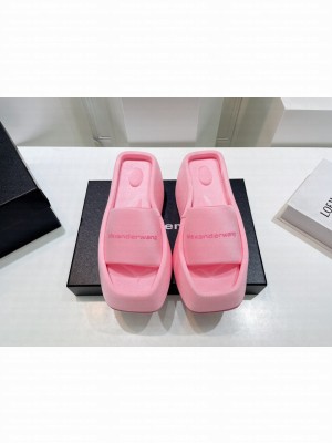 Alexander Wang Fabric Platform Wedge Slide Sandals 2022 Collection Pink