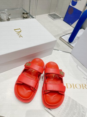 Dior DiorAct Red Lambskin Flat Slide Sandals 2022 Collection