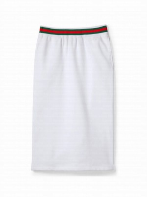 Gucci Women's Cotton Jersey Skirt With Web White