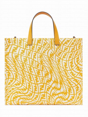 Fendi Shopper Glazed Canvas Bag 8BH357 Yellow