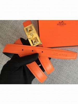Hermes Width 2.5cm Collier De Chien Buckle Belt Orange/Gold