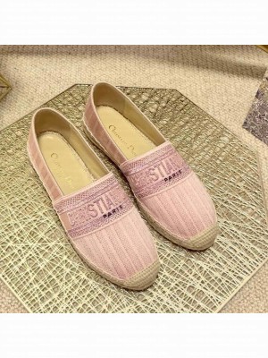 Dior Granville Espadrilles in Metallic Thread Embroidered Cotton Pink Spring/Summer 2021 Collection