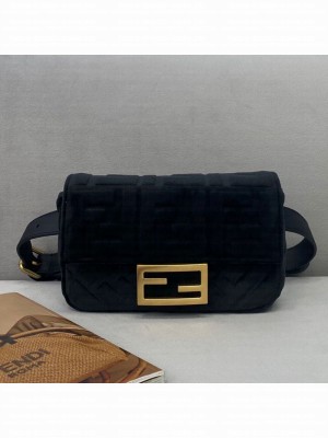Fendi Baguette Velvet Belt Bag Black  2021 Collection