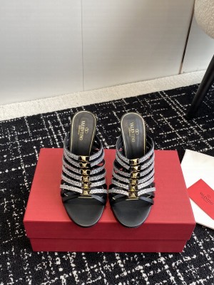Valentino Lambskin with Crystal Mule 100mm Black