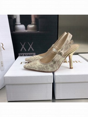 Dior J'Adior Slingback Pumps 9.5cm in Quake Oblique Embroidery Beige 2022 Collection