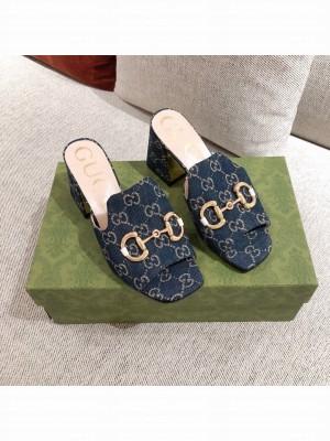 Gucci GG Denim Slide Sandal with Horsebit Blue 2021 11 Collection