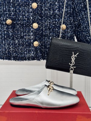 Valentino Garavani VLogo mule in calfskin Silver