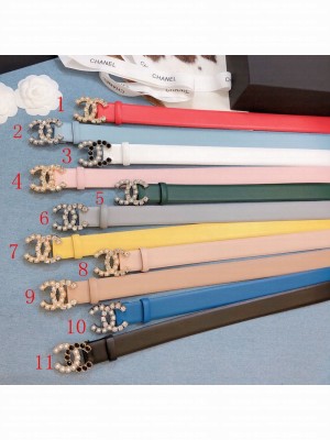 Chanel Calfskin Belt 30mm with Crystal and Pearl CC Buckle 9 Color  2021 Collection