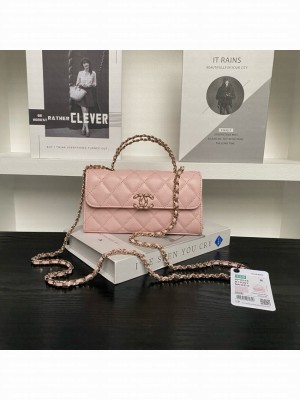 Chanel MINI FLAP BAG CLUTCH WITH CHAIN Gold-Tone Metal AP3238 pink