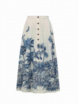 Christian Dior Women's Dioriviera Midi Flared Skirt Cream