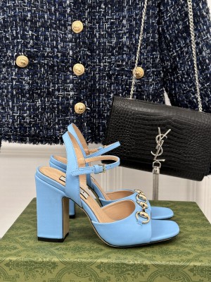 Gucci women's Horsebit 9.5cm Platform sandals blue