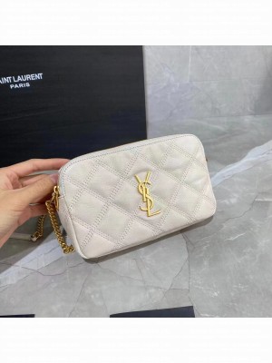 SAINT LAURENT MONOGRAM CHAIN WALLET IN LEATHER 655941 WHITE