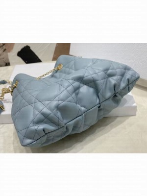 MEDIUM DIOR AMMI BAG Sand Blue Supple Macrocannage Lambskin M22566F