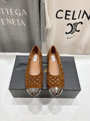 Alaïa SUEDE RIVET BALLET FLATS BROWN