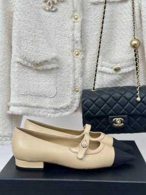 Chanel Lambskin Pointed toe Mary Janes 2024 Beige