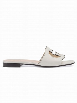 Gucci Women's Interlocking G Cut-Out Slide Sandal 694451 White