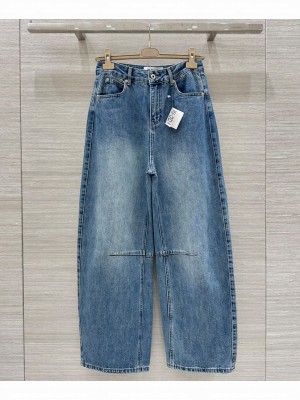 Loewe Women's Washed Denim Jeans Blue