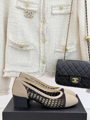 Chanel Crochet Straw Pumps 5cm G46352 Black/Beige 2025 