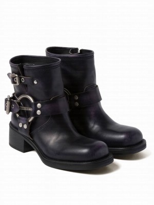 Miumiu Women's Vintage-look Leather Booties Black