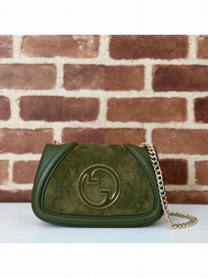 GUCCI BLONDIE SMALL SHOULDER BAG suede 815711 DARK GREEN