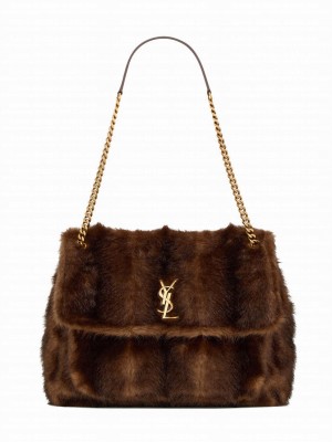 Saint Laurent Niki Large In Shearling Coffee